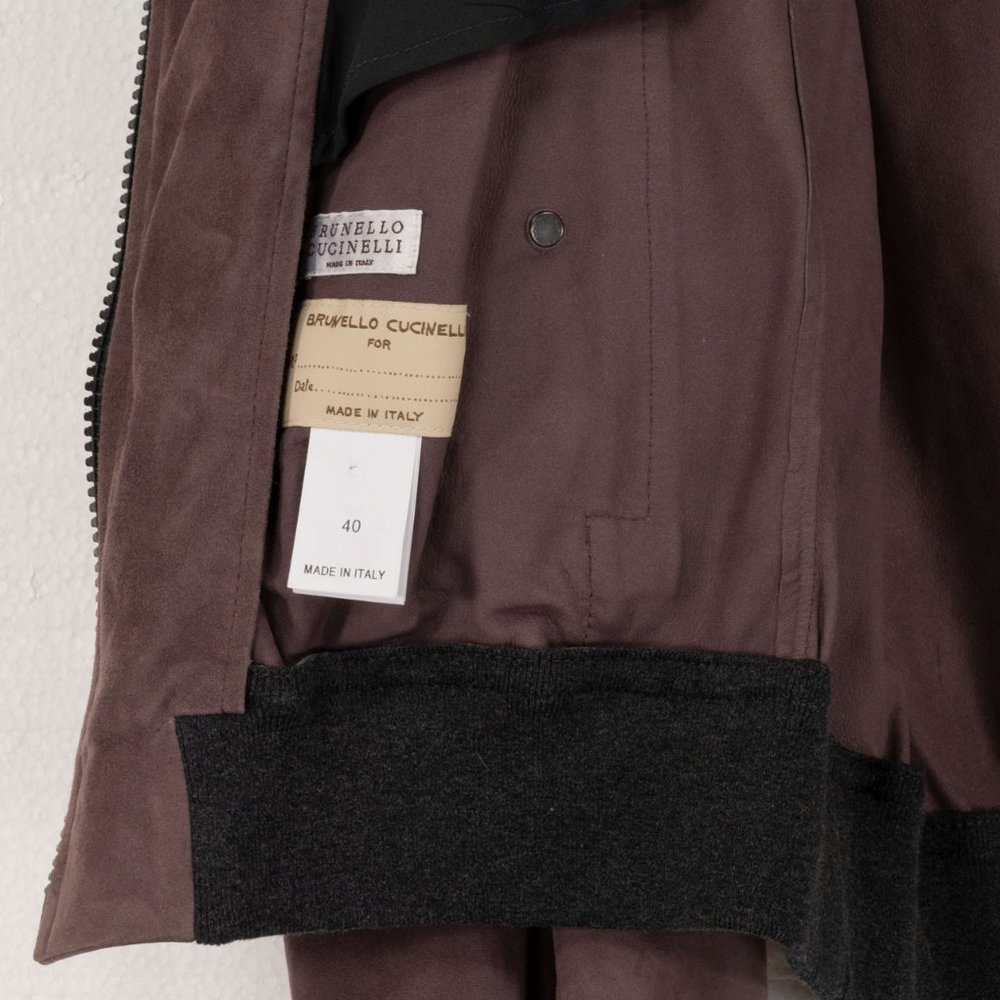 Brunello Cucinelli suede bomber jacket with monili stripes on sleeves - Picture 12 of 12